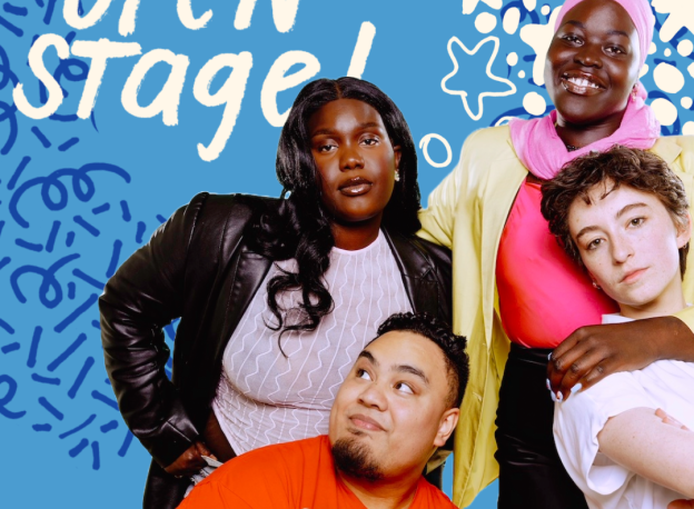 Thumbnail says Open Stage! and shows four of the artists posing together.
